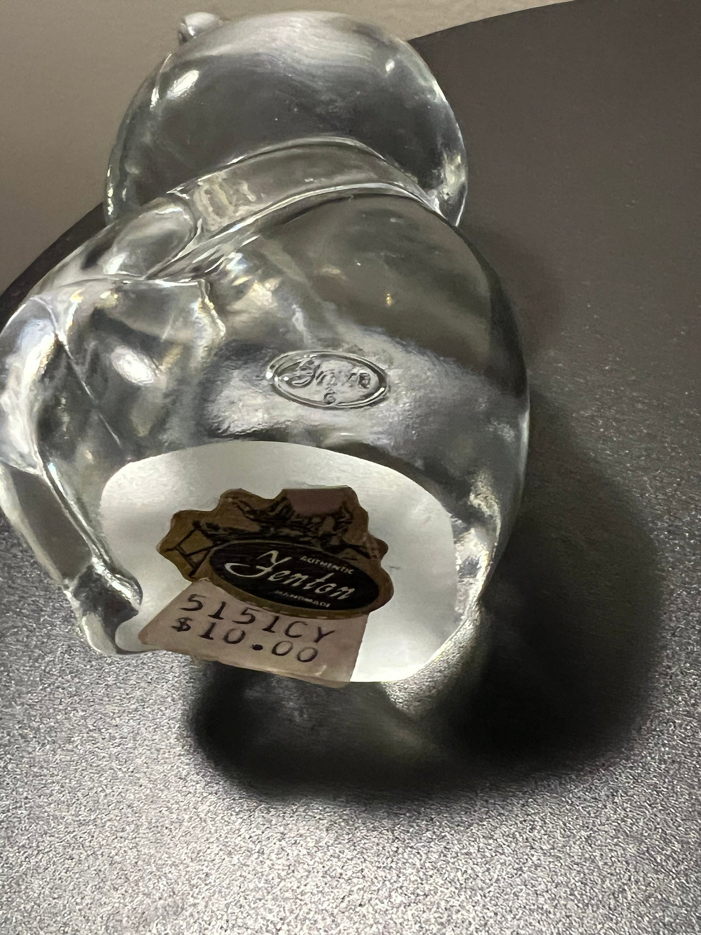 Vintage Fenton Clear Glass Bear Cub Animal Glass Art Paperweight Lover Antiques and Vintage