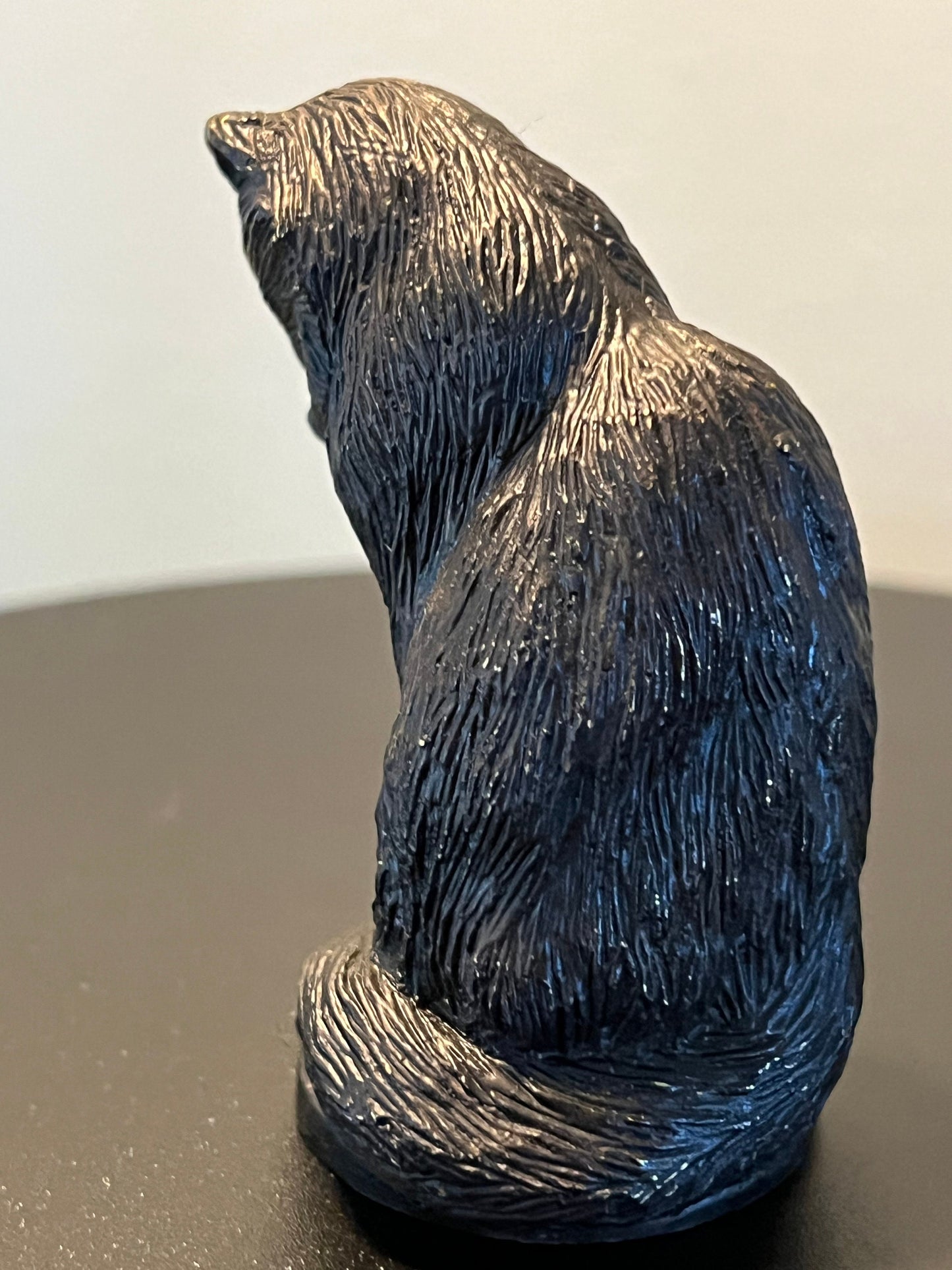 Vintage Pewter Sitting Cat Licking Its Paw by the Franklin Mint Statue Figurine Cats Kitten Art Lover Antiques and Vintage