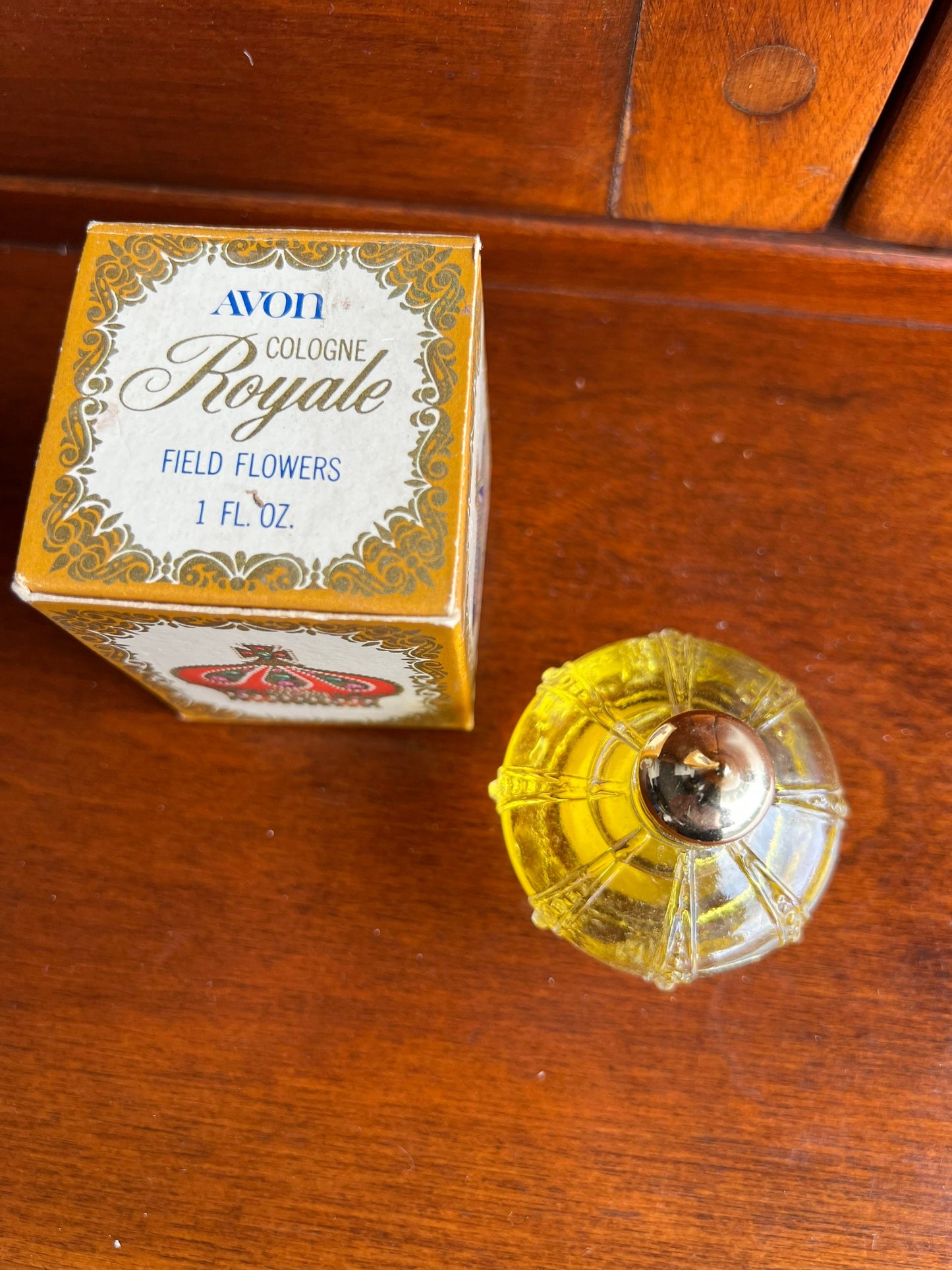 Vintage Avon Cologne Royale 1 ounce Field Flowers with Box Full Bottle Lover Antiques and Vintage