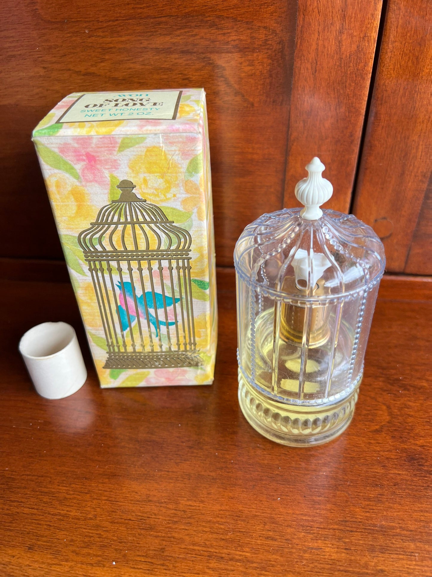 Vintage Avon Song of Love Sweet Honesty Full Bottle 2 ounces Birdcage Bird Cage Birds Perfume Lover Antiques and Vintage