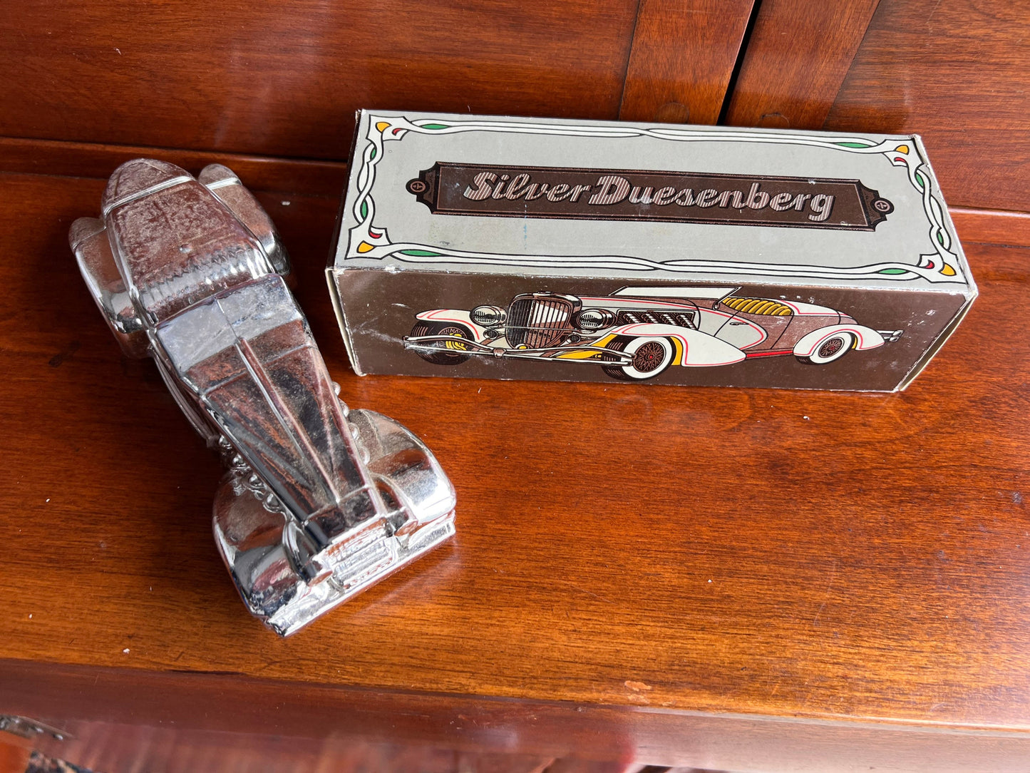 Vintage Avon Silver Duesenberg Car Decanter Wild Country After Shave 6 ounces original box full bottle Perfume Lover Antiques and Vintage