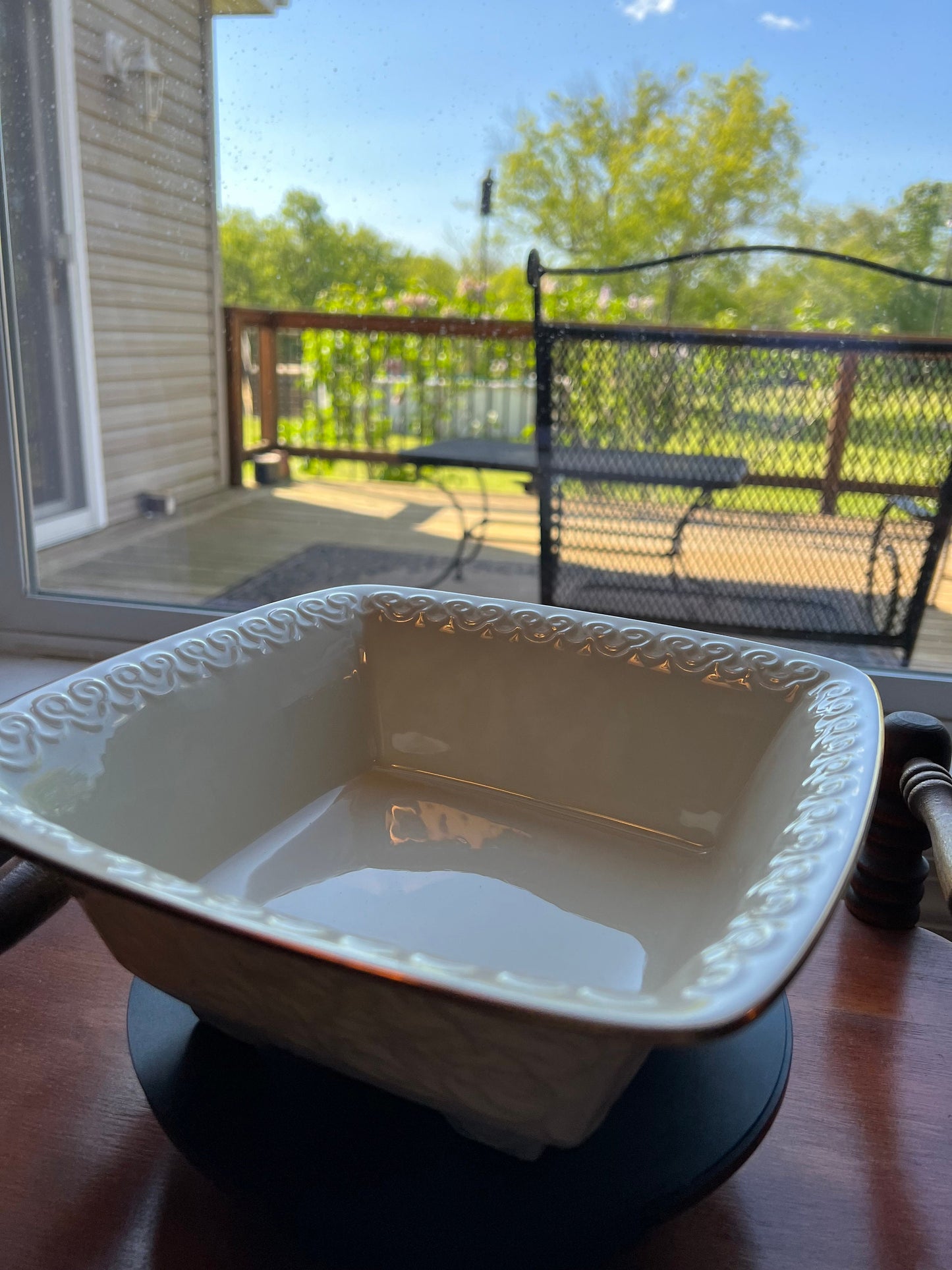 Vintage Lenox Persian Collection Square Centerpiece Bowl Cream Porcelain Basket Weave Design Gold Lining Ceramic Made in USA Lover Antiques
