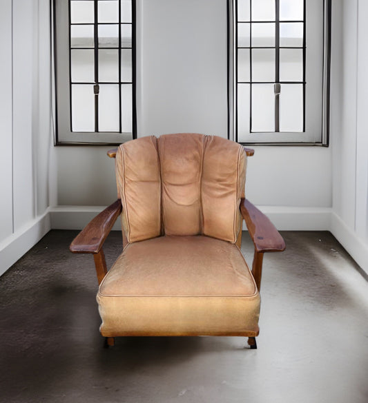 Cushman Colonial Creations Dorset Barrel Back Chair No. 1180 Leather Cushions Paddle Arm Original Condition Lover Antiques and Vintage