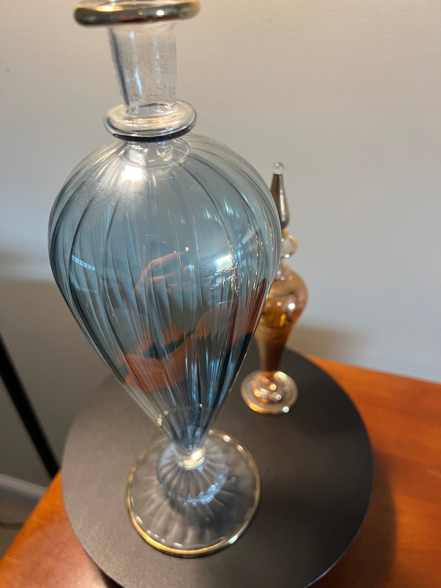 Vintage Perfume Bottle Collection of 2 Decanters Gold Lined, Glass Art, Pretty Bottles,  Artsy, Lover Antiques and Vintage