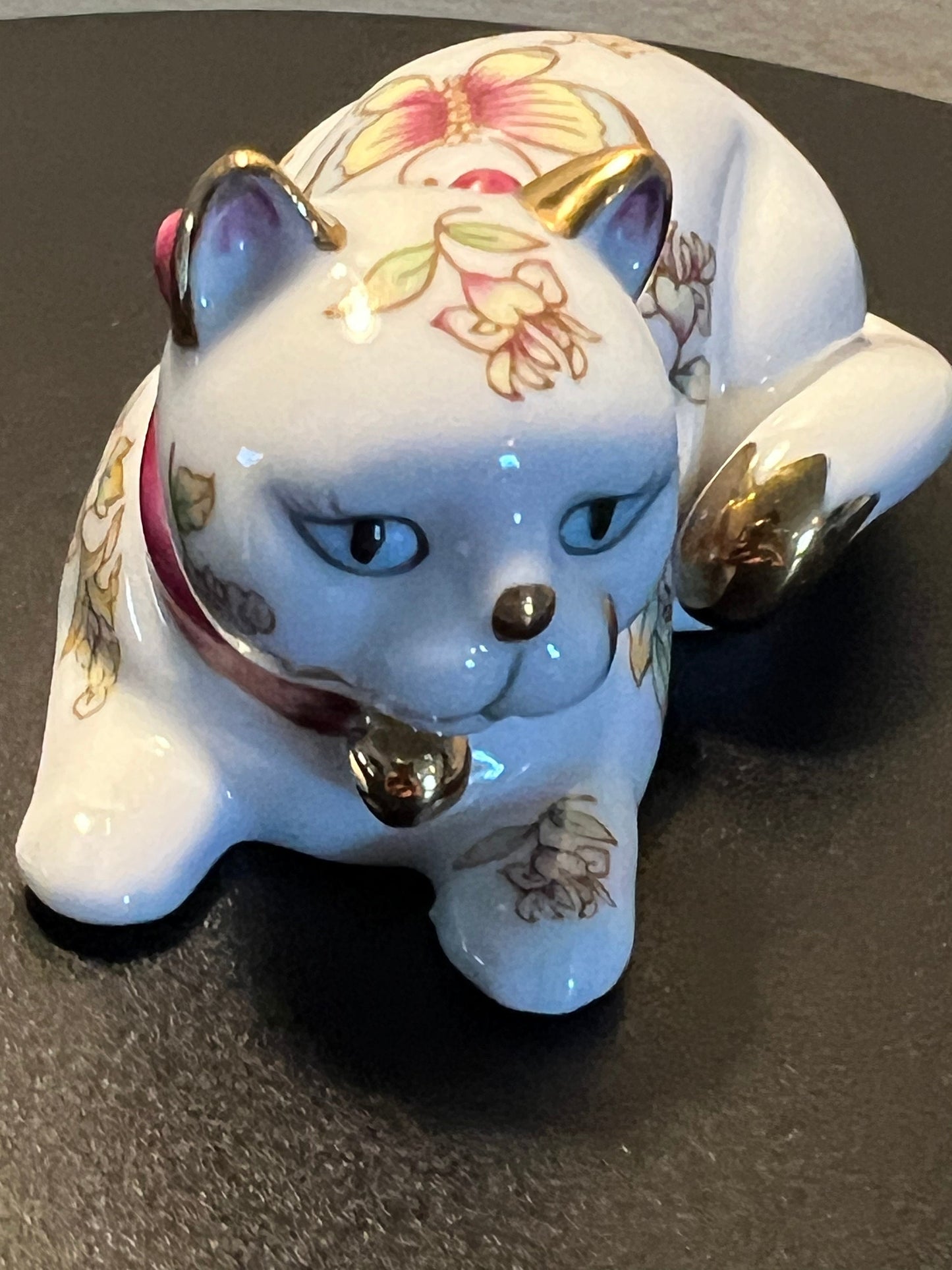 Vintage Porcelain Cat with Gold Accents House of Faberge by the Franklin Mint Cats of all kinds Kitten Art Glass Lover Antiques and Vintage