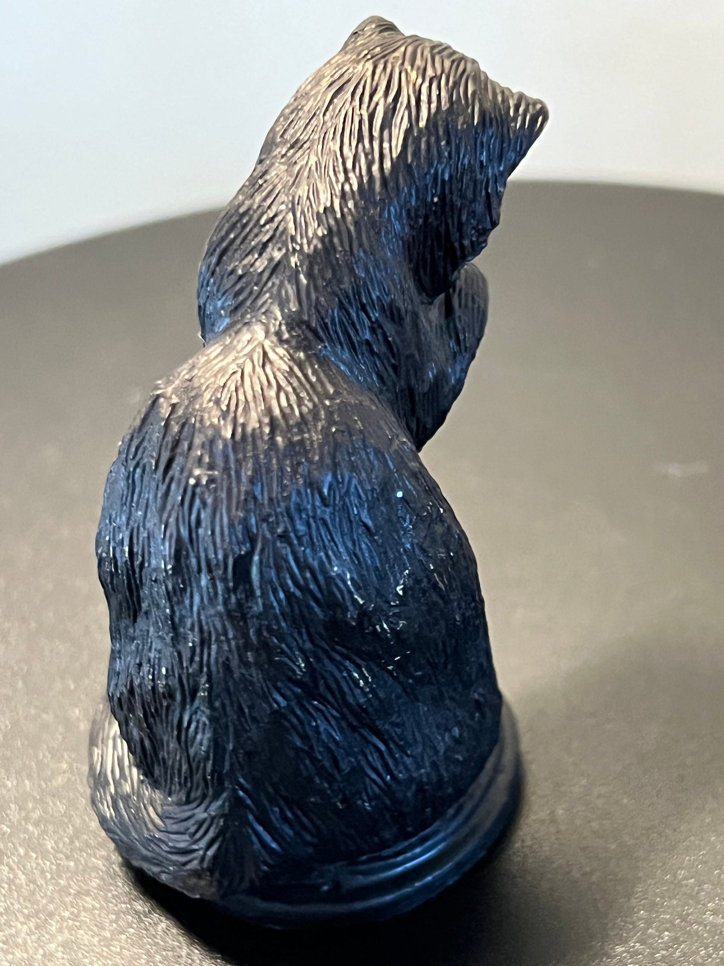 Vintage Pewter Sitting Cat Licking Its Paw by the Franklin Mint Statue Figurine Cats Kitten Art Lover Antiques and Vintage