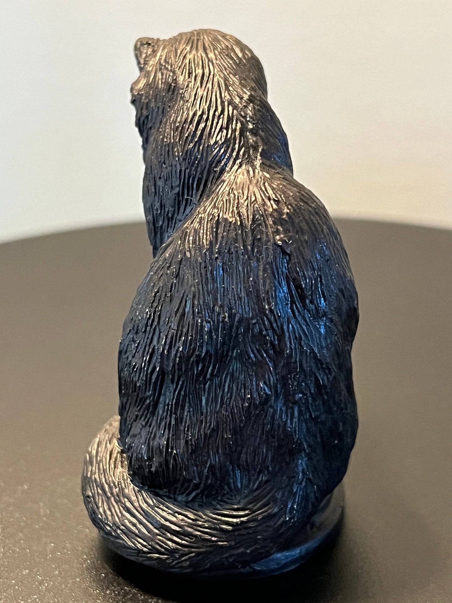 Vintage Pewter Sitting Cat Licking Its Paw by the Franklin Mint Statue Figurine Cats Kitten Art Lover Antiques and Vintage