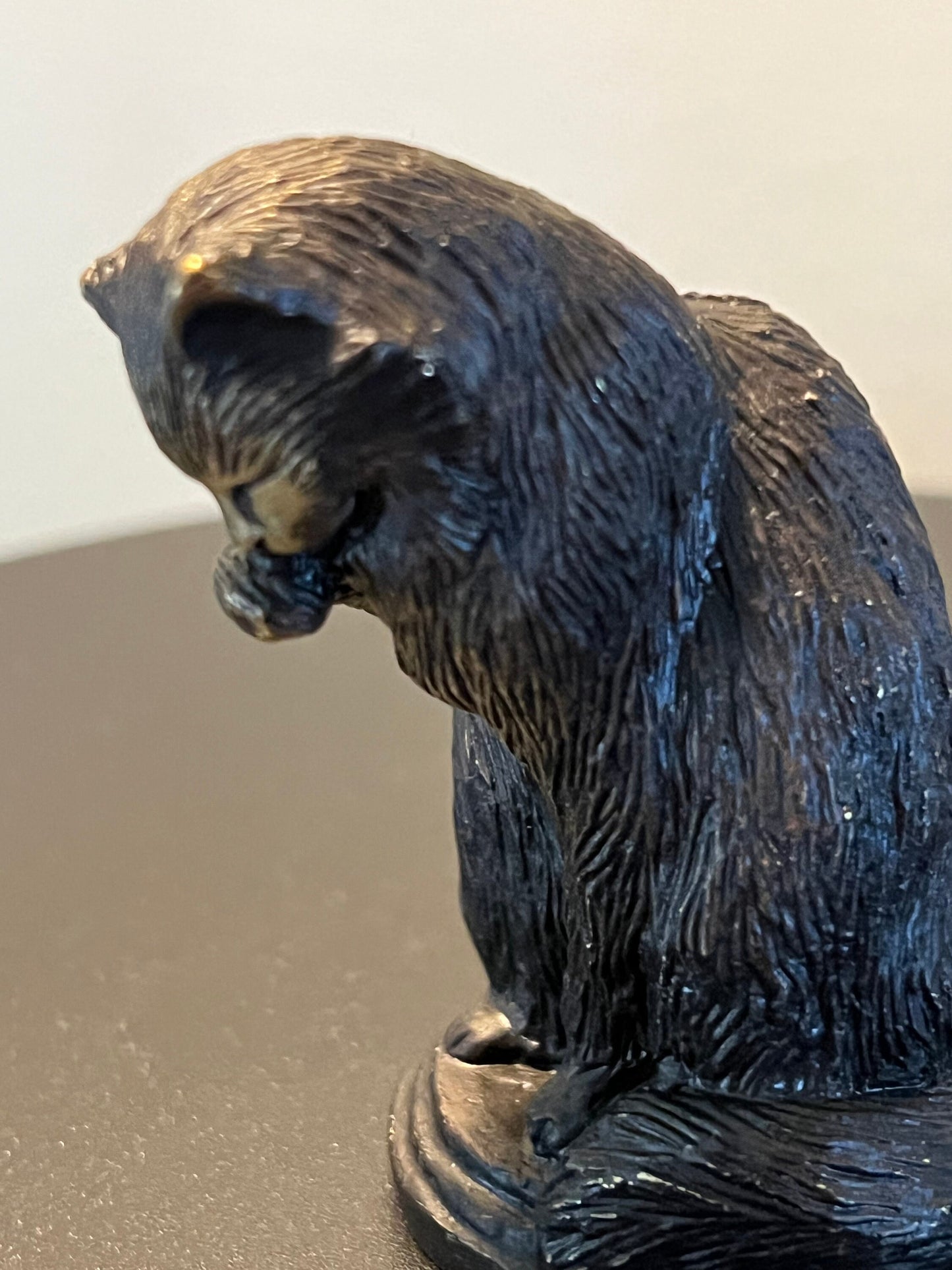 Vintage Pewter Sitting Cat Licking Its Paw by the Franklin Mint Statue Figurine Cats Kitten Art Lover Antiques and Vintage