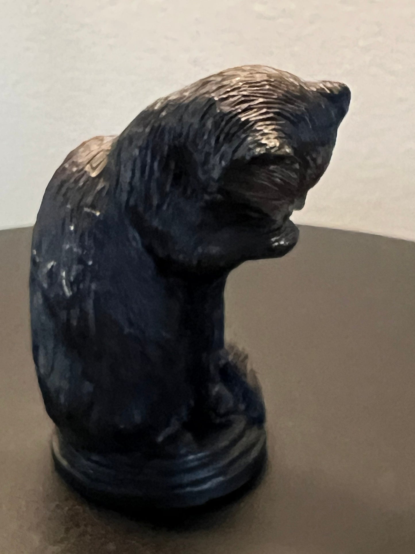 Vintage Pewter Sitting Cat Licking Its Paw by the Franklin Mint Statue Figurine Cats Kitten Art Lover Antiques and Vintage