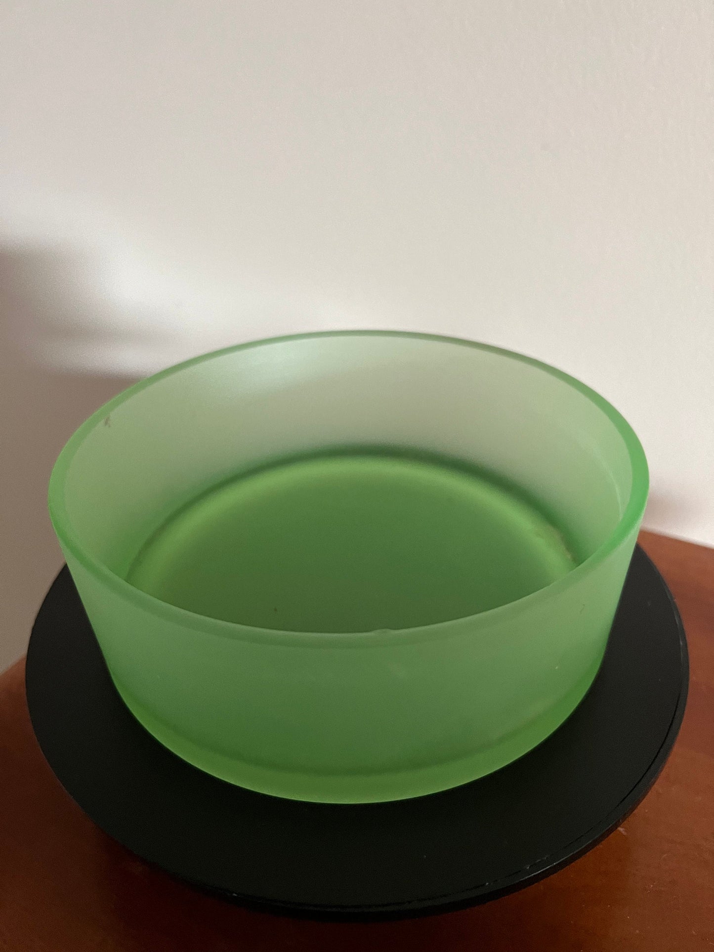 Vintage Vaseline Uranium Glass Powder Container with Lid Dish top Glows Green Art Depression Glass Mid Century Modern Lover Antiques