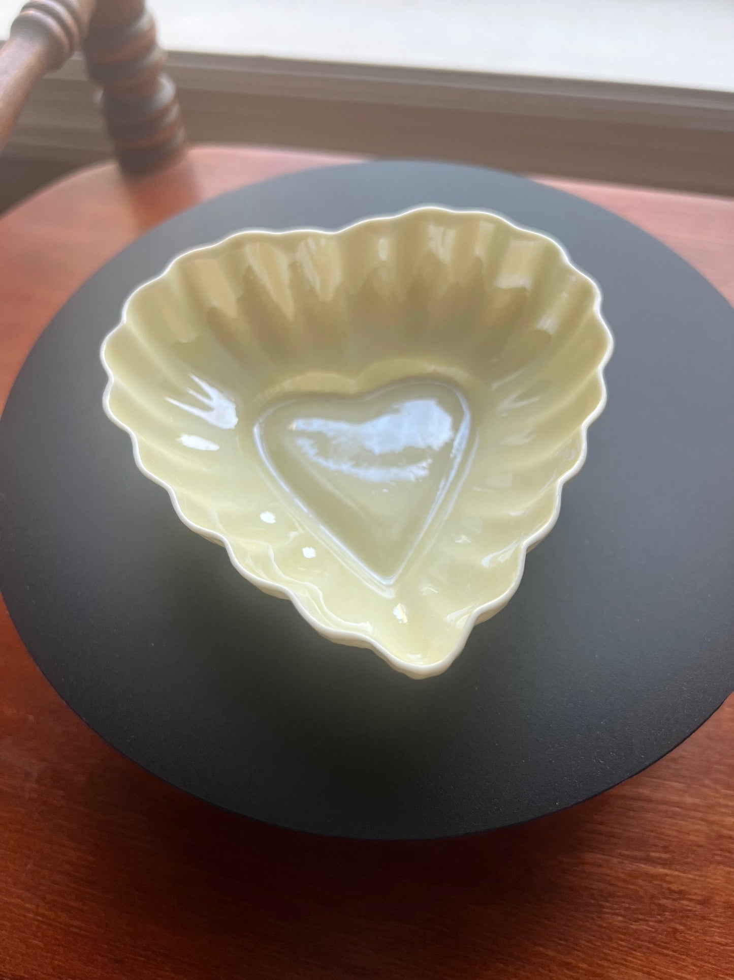 Vintage Belleek Ireland Heart Shaped Dish Scalloped Bowl Hearts Sweet Container Gift Lover Antiques and Vintage