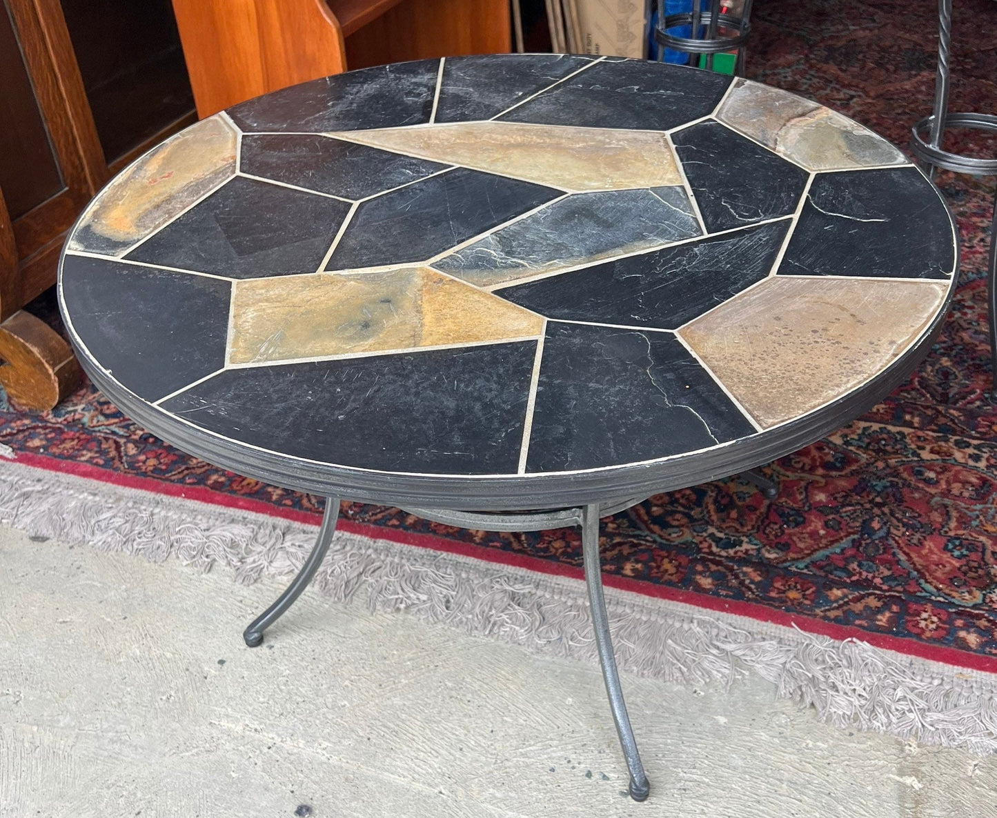 Vintage Stone Mosaic Table Set of 3 Tables Coffee Table, End Tables Lover Antiques and Vintage furniture