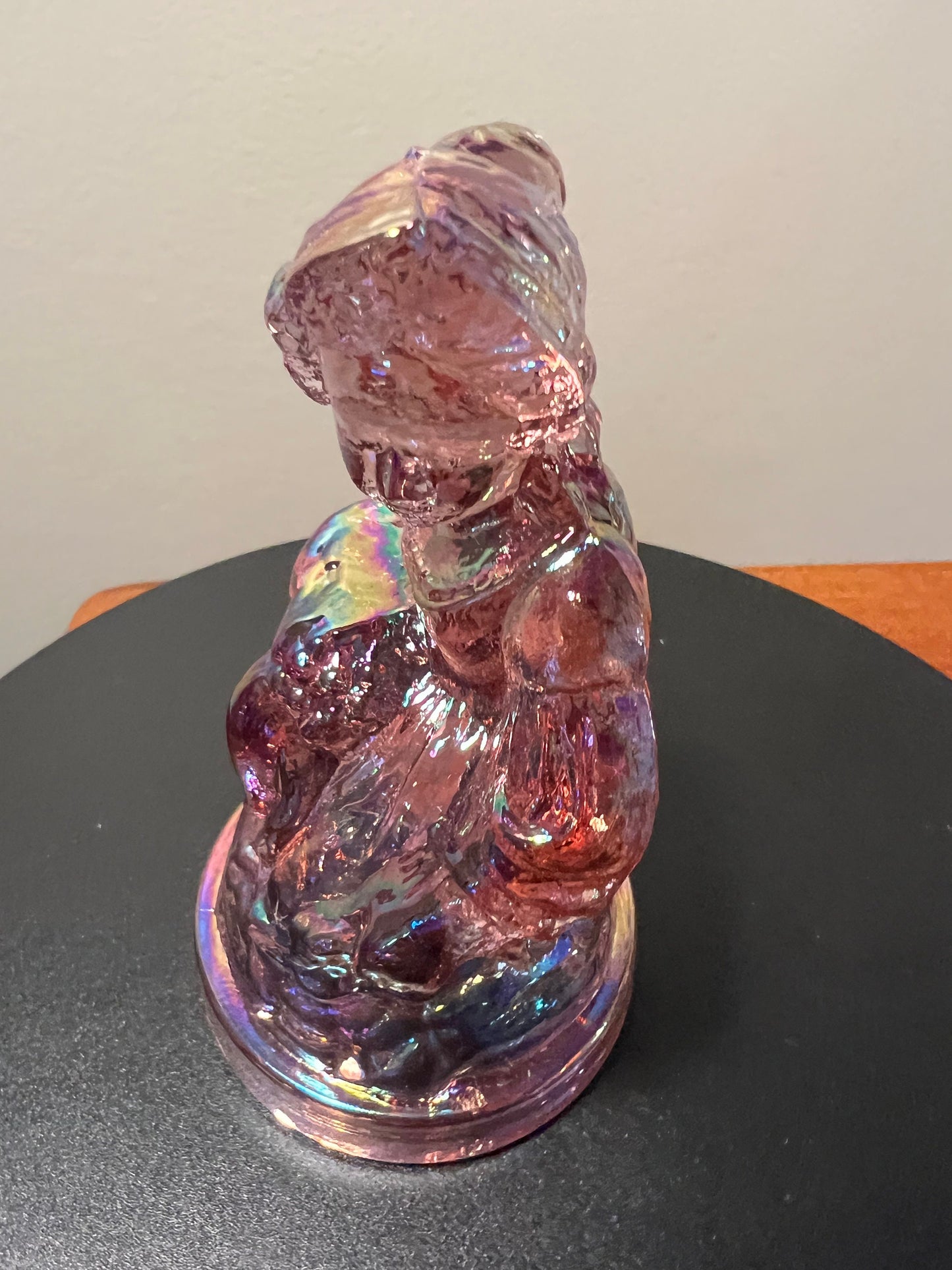Vintage Little Women Amy Summit Art Iridescent Pink Glass Art Russ Vogelsong Sculpture Art Glass Figurine  art Lover Antiques and Vintage