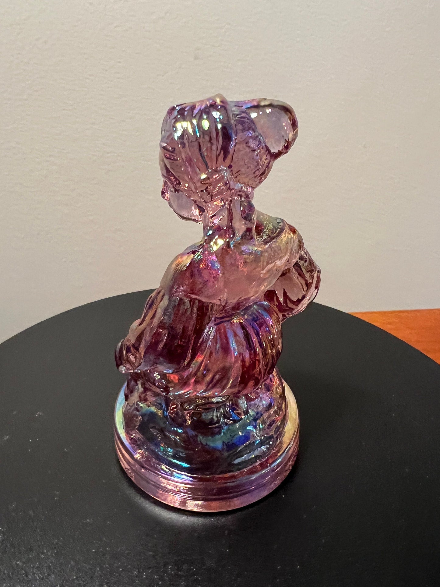 Vintage Little Women Amy Summit Art Iridescent Pink Glass Art Russ Vogelsong Sculpture Art Glass Figurine  art Lover Antiques and Vintage