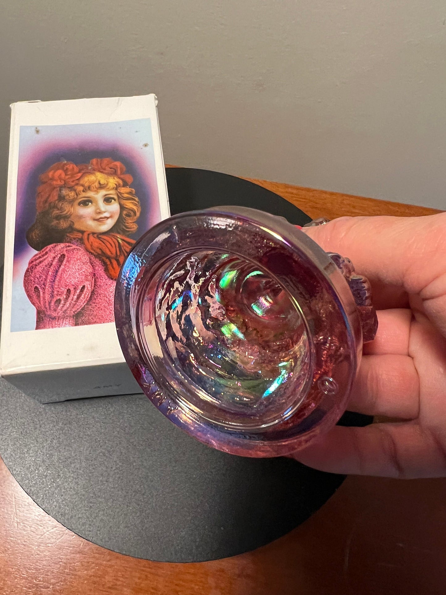 Vintage Little Women Amy Summit Art Iridescent Pink Glass Art Russ Vogelsong Sculpture Art Glass Figurine  art Lover Antiques and Vintage
