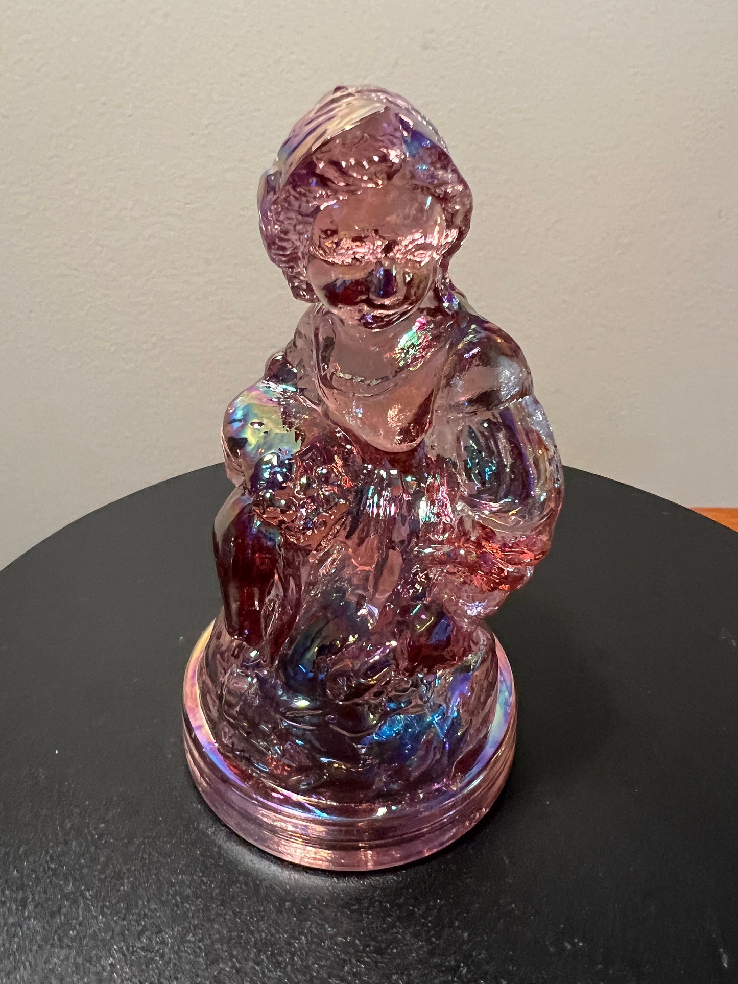 Vintage Little Women Amy Summit Art Iridescent Pink Glass Art Russ Vogelsong Sculpture Art Glass Figurine  art Lover Antiques and Vintage