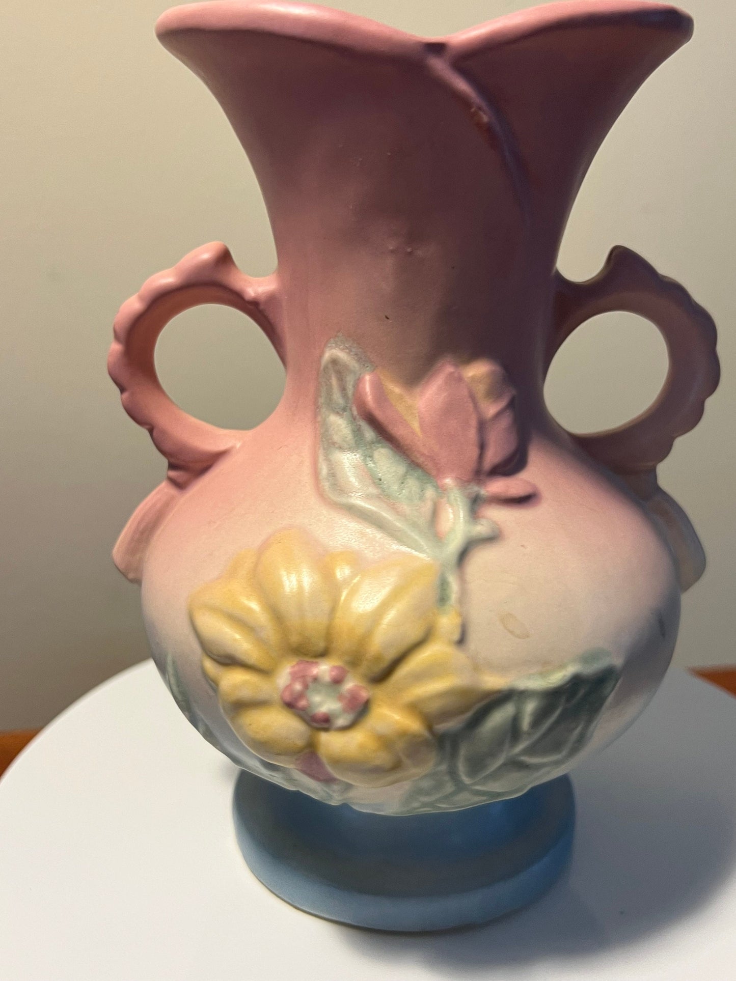 Vintage Hull Pottery Vase Magnolia Bud Pattern Pitcher with Double Handle, Lover Antiques and Vintage