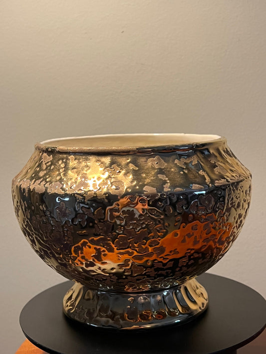 Vintage McCoy Weeping Gold 24K Vase, Golden Pottery Home Decor, Lover Antiques and Vintage