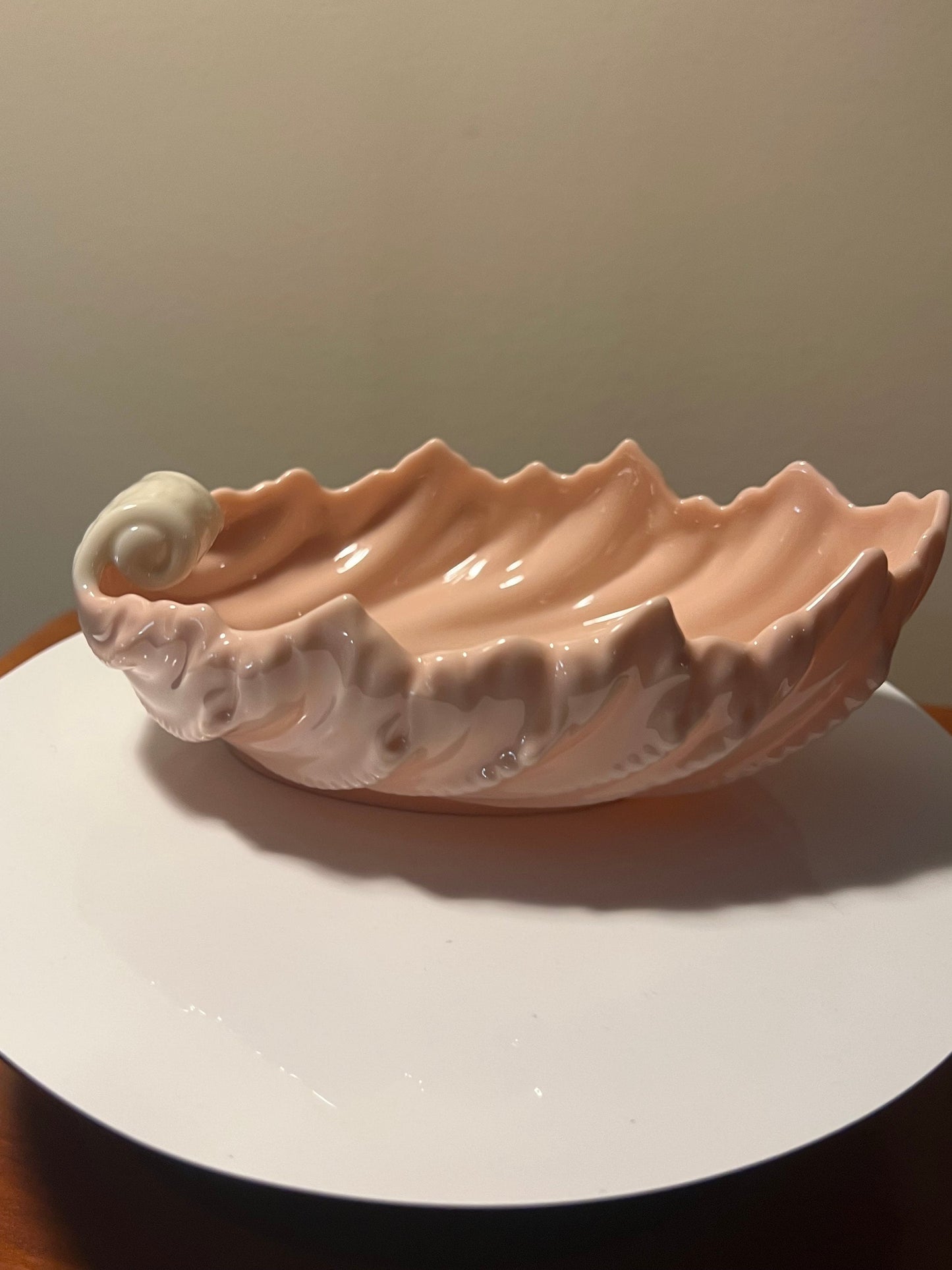 Vintage Lenox Pink Cream Porcelain Acanthus Leaf Nut Gilded Dish Gold Lining Ivory Vintage Ceramic Made in USA Lover Antiques