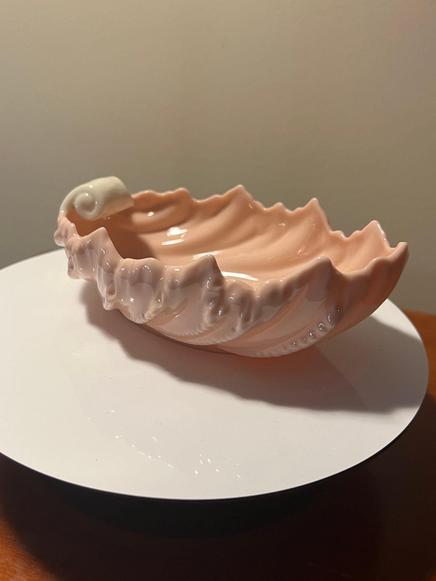 Vintage Lenox Pink Cream Porcelain Acanthus Leaf Nut Gilded Dish Gold Lining Ivory Vintage Ceramic Made in USA Lover Antiques