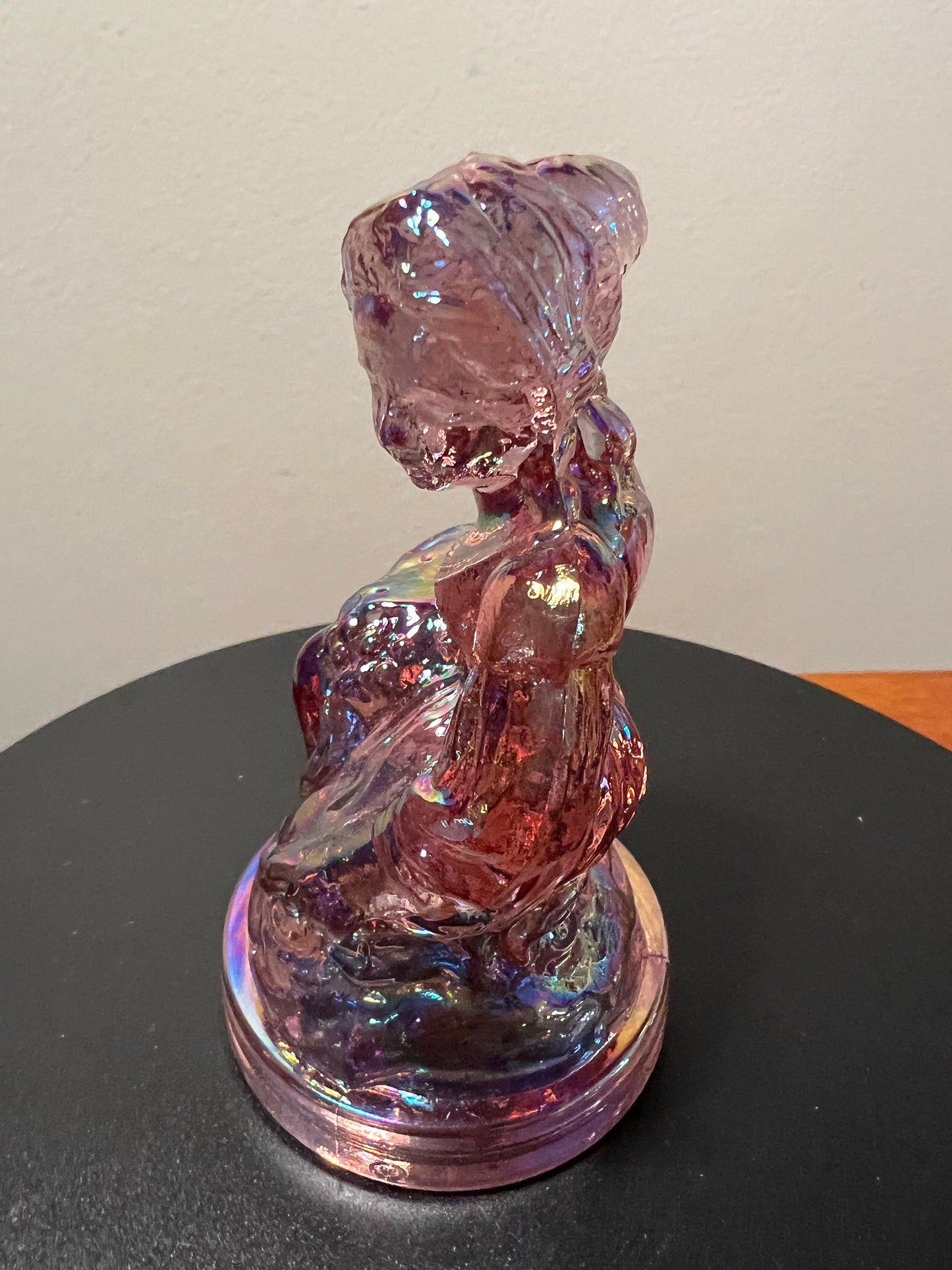 Vintage Little Women Amy Summit Art Iridescent Pink Glass Art Russ Vogelsong Sculpture Art Glass Figurine  art Lover Antiques and Vintage