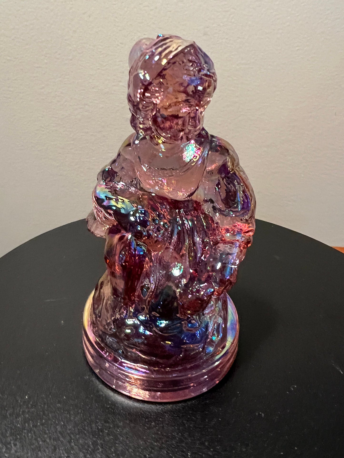 Vintage Little Women Amy Summit Art Iridescent Pink Glass Art Russ Vogelsong Sculpture Art Glass Figurine  art Lover Antiques and Vintage
