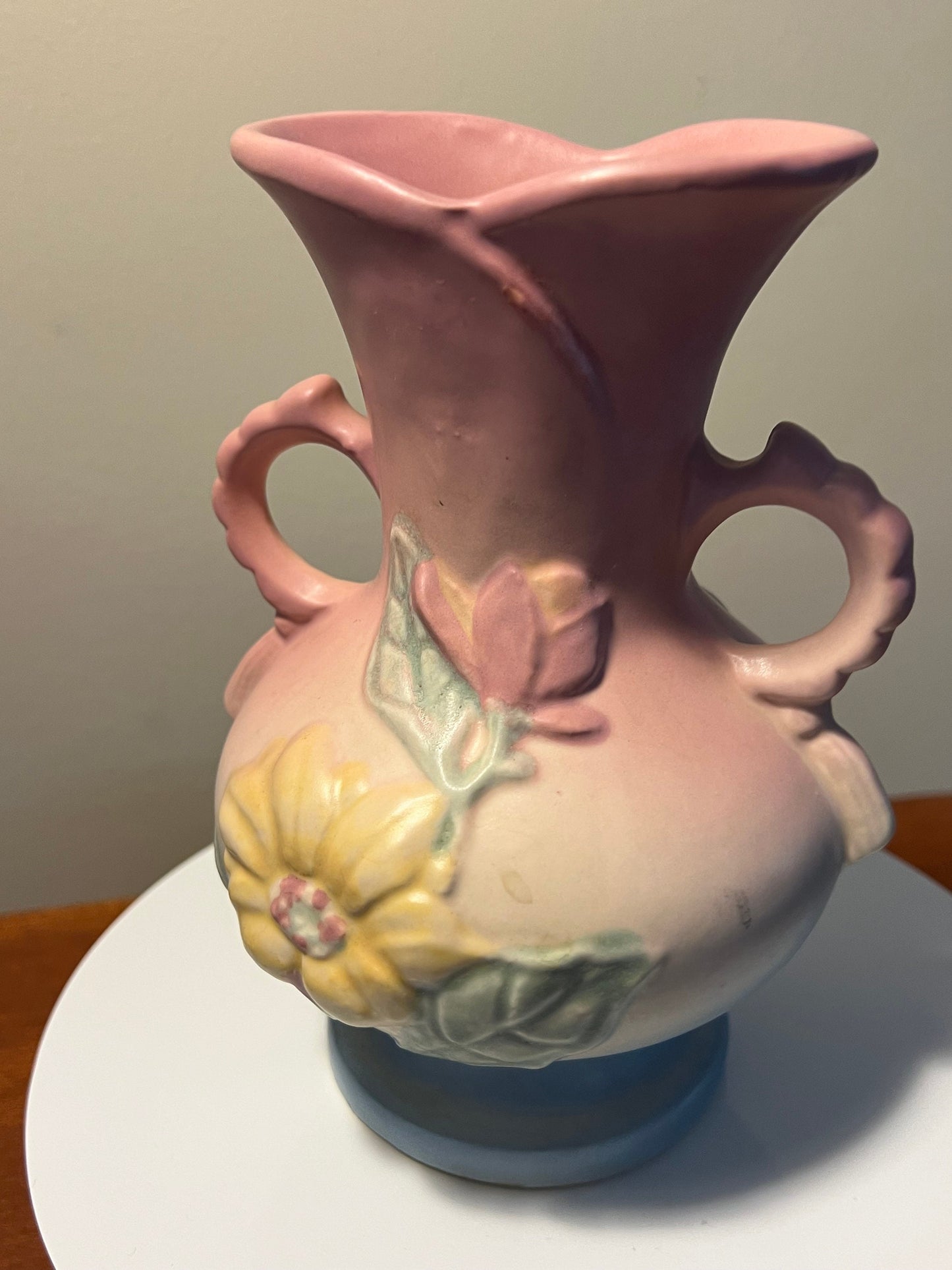 Vintage Hull Pottery Vase Magnolia Bud Pattern Pitcher with Double Handle, Lover Antiques and Vintage