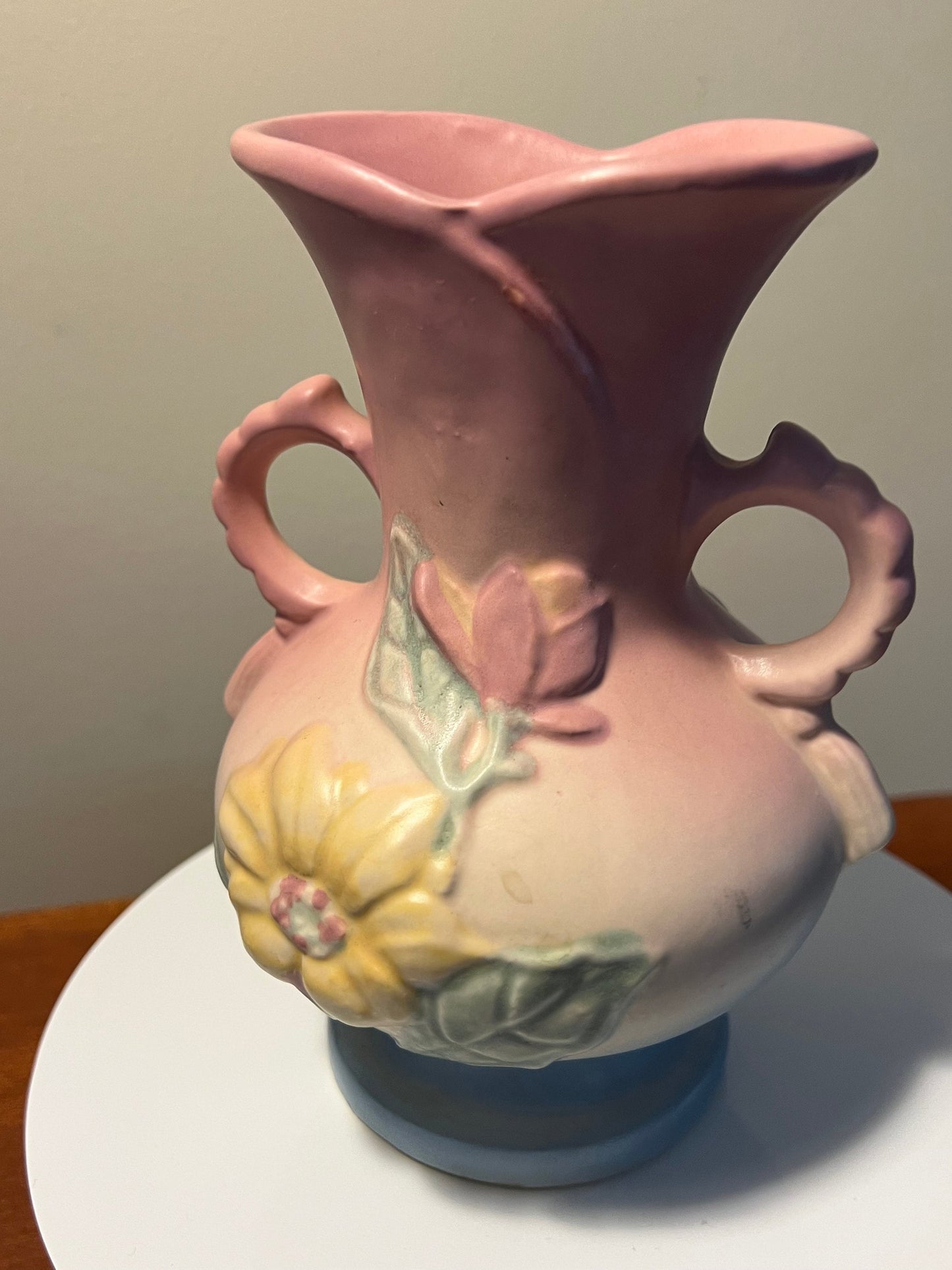 Vintage Hull Pottery Vase Magnolia Bud Pattern Pitcher with Double Handle, Lover Antiques and Vintage