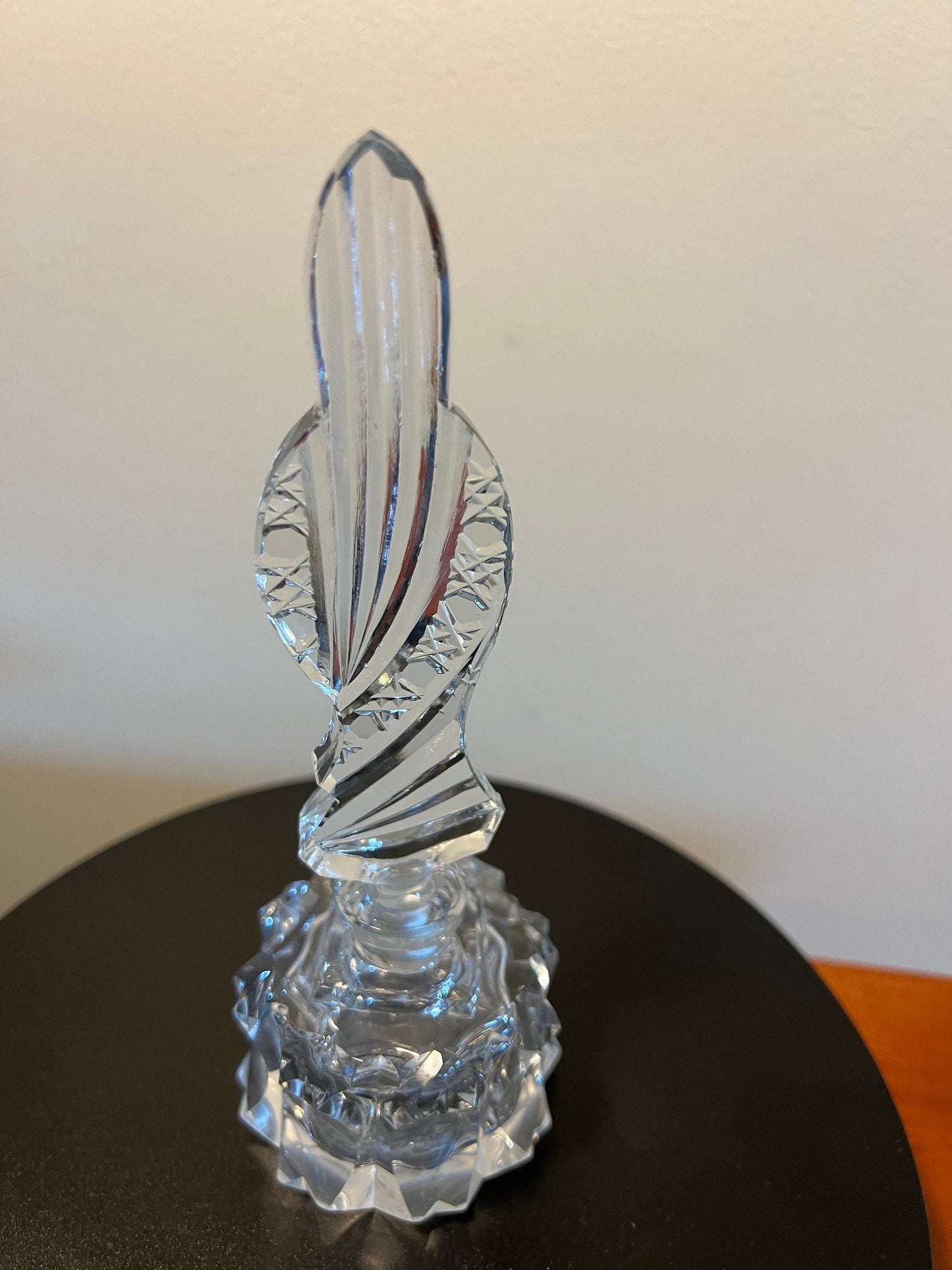 Vintage Cut Crystal Perfume Bottle with Etched Glass Stopper Top Glass Art Deco Lover Antiques and Vintage