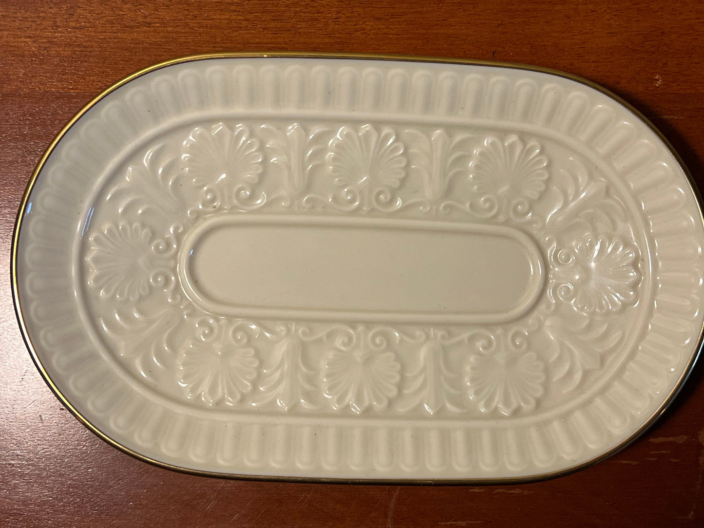 Vintage Lenox Athenian Candy Dish With Gold Lining Cream Porcelain Flat Container, made in USA Lover Antiques and Vintage