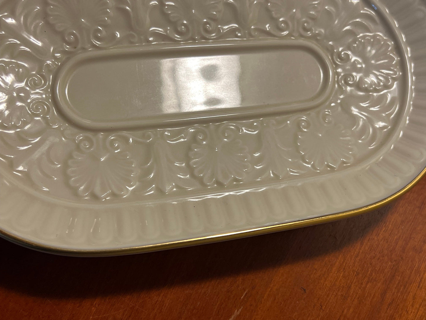 Vintage Lenox Athenian Candy Dish With Gold Lining Cream Porcelain Flat Container, made in USA Lover Antiques and Vintage