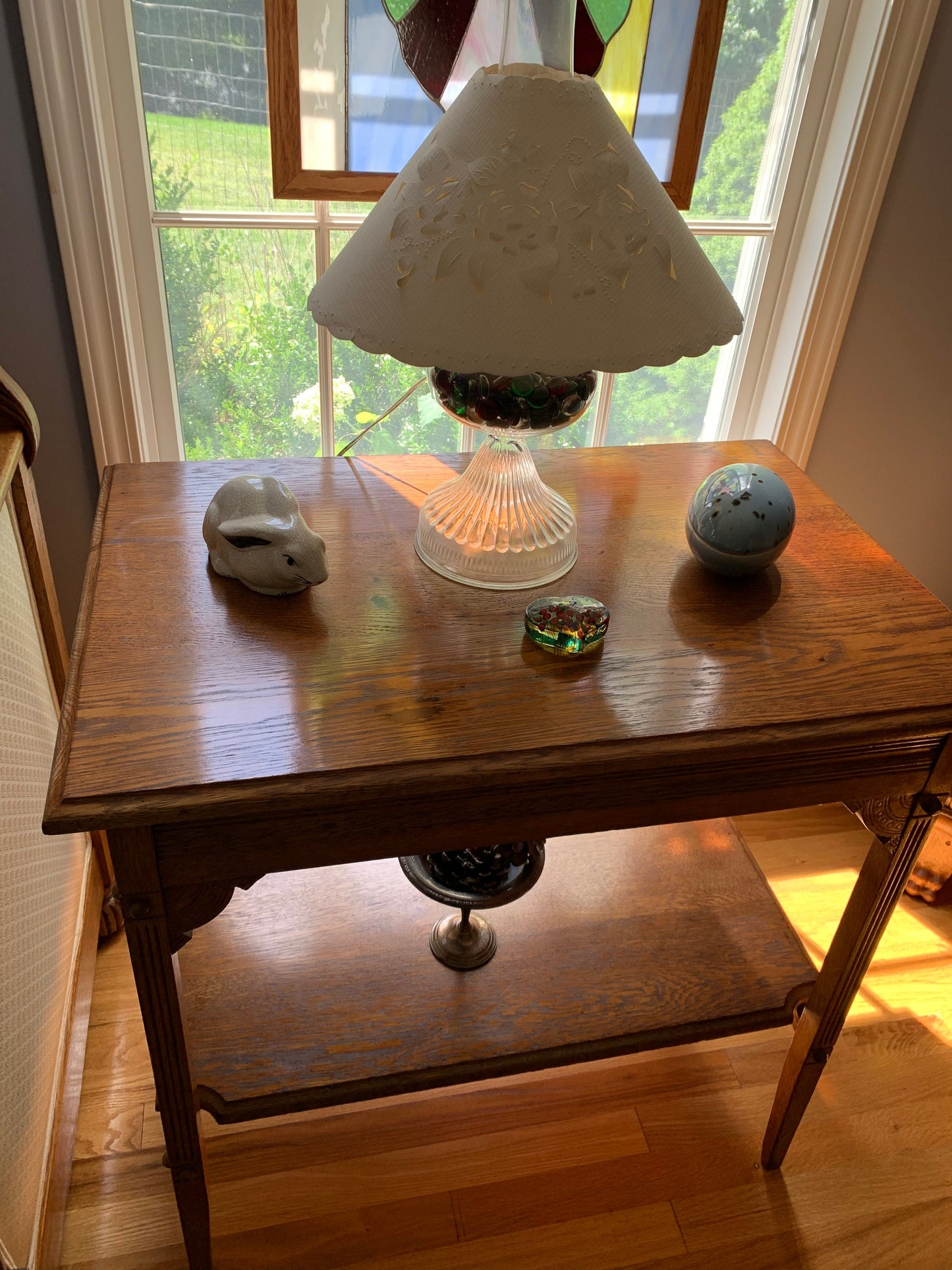 Antique Oak Side Table, End Table, Console Wood Entryway Lover Antiques and Vintage