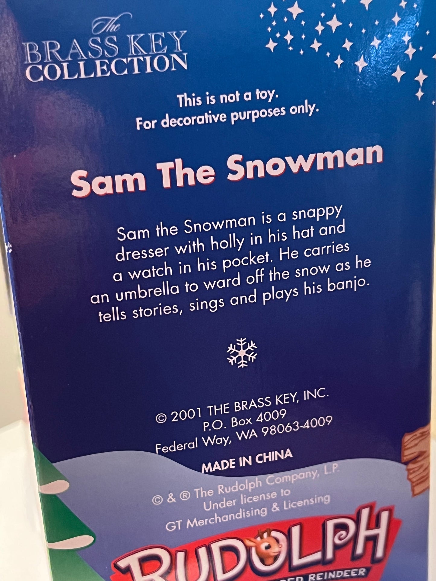 Vintage Sam the Snowman Ornament Rudolph The Red Nosed Reindeer by Brass Key Collection Made in USA Ornaments Rankin Bass Lover Antiques