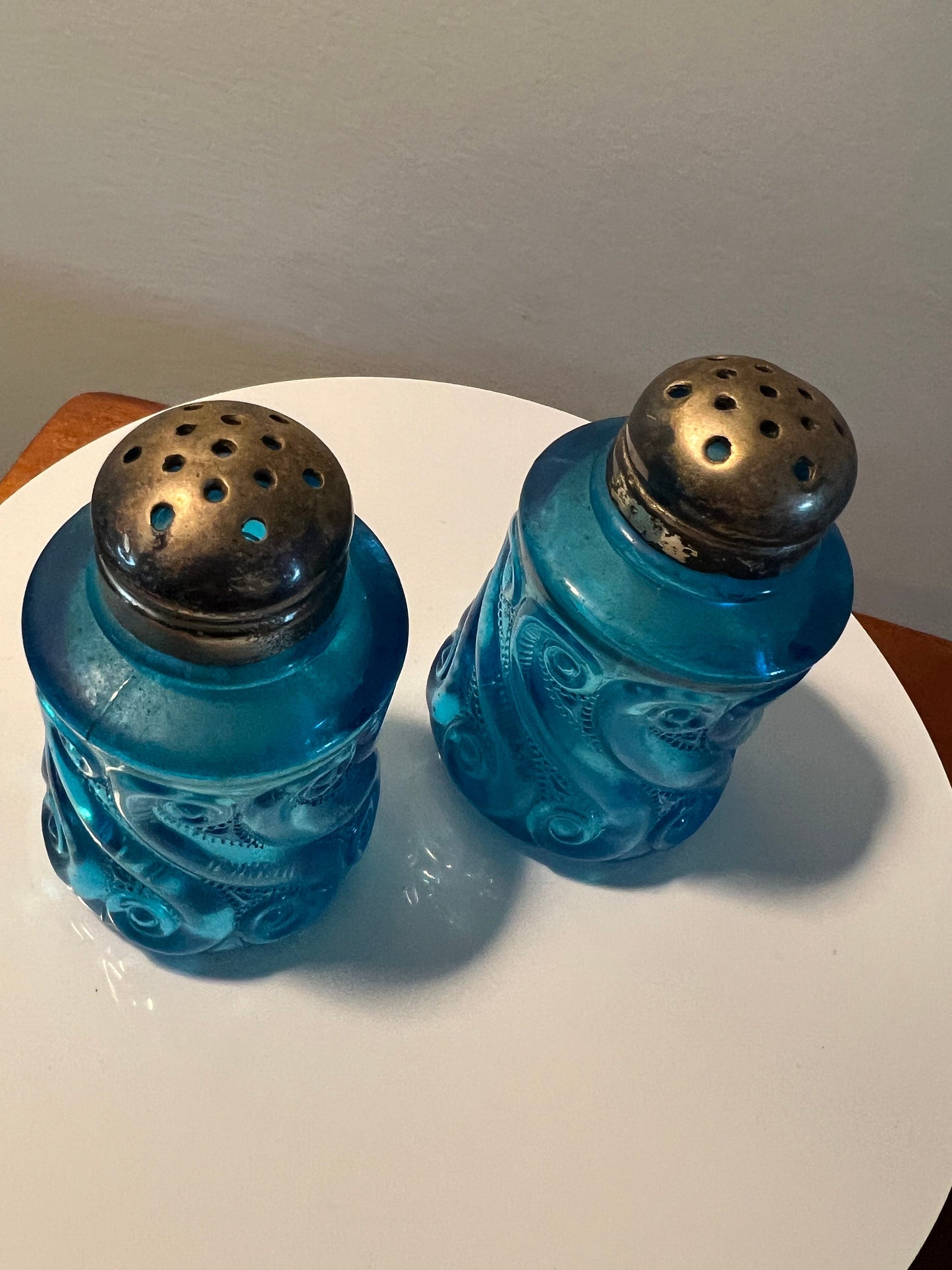 Antique EAPG Blue Glass Salt and Pepper Shakers National Dugan S. Repeat Blue Glass Art Matching Set Lover Antiques and Vintage