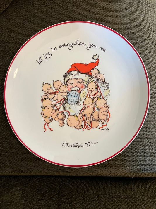 Vintage Kewpie Doll Plate Christmas 1973 Santa Let Joy Be Everywhere You Are Rosie O'Neill,Joseph L. Kallus Commemorative Lover Antiques