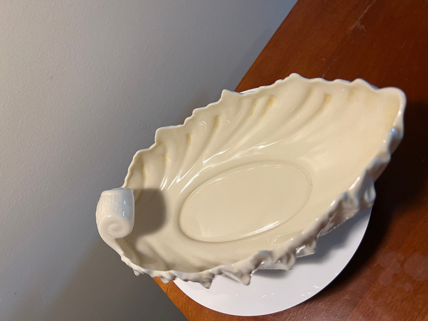 Vintage Lenox Cream Porcelain Acanthus Leaf Nut Bowl Dish Ivory Vintage Ceramic Made in USA Lover Antiques