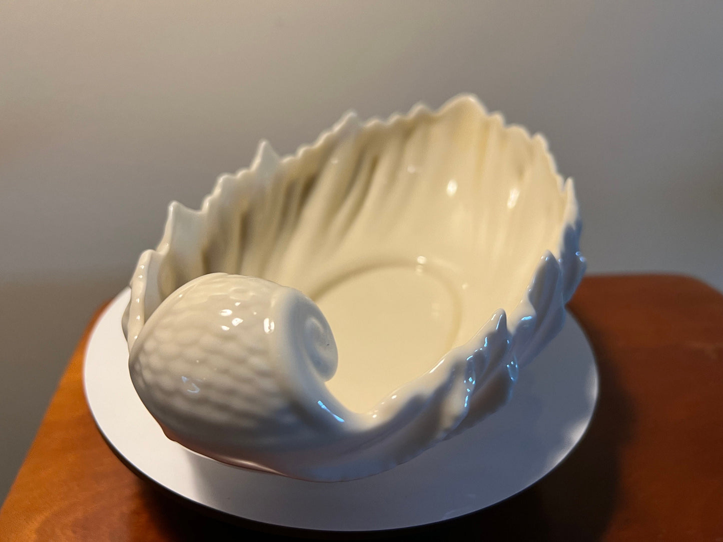 Vintage Lenox Cream Porcelain Acanthus Leaf Nut Bowl Dish Ivory Vintage Ceramic Made in USA Lover Antiques