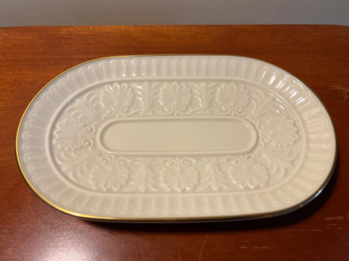 Vintage Lenox Athenian Candy Dish With Gold Lining Cream Porcelain Flat Container, made in USA Lover Antiques and Vintage