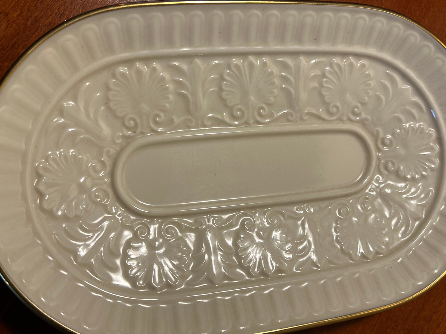 Vintage Lenox Athenian Candy Dish With Gold Lining Cream Porcelain Flat Container, made in USA Lover Antiques and Vintage