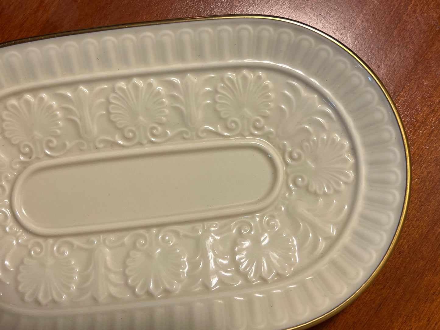 Vintage Lenox Athenian Candy Dish With Gold Lining Cream Porcelain Flat Container, made in USA Lover Antiques and Vintage