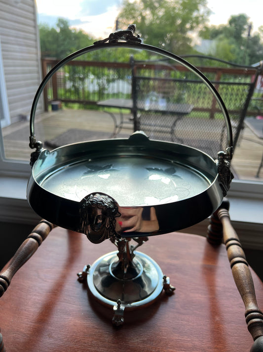 Antique R. Strickland Compote Handle Footed Victorian Silver Figural Brides Cake Basket Stand Lover Antiques and Vintage