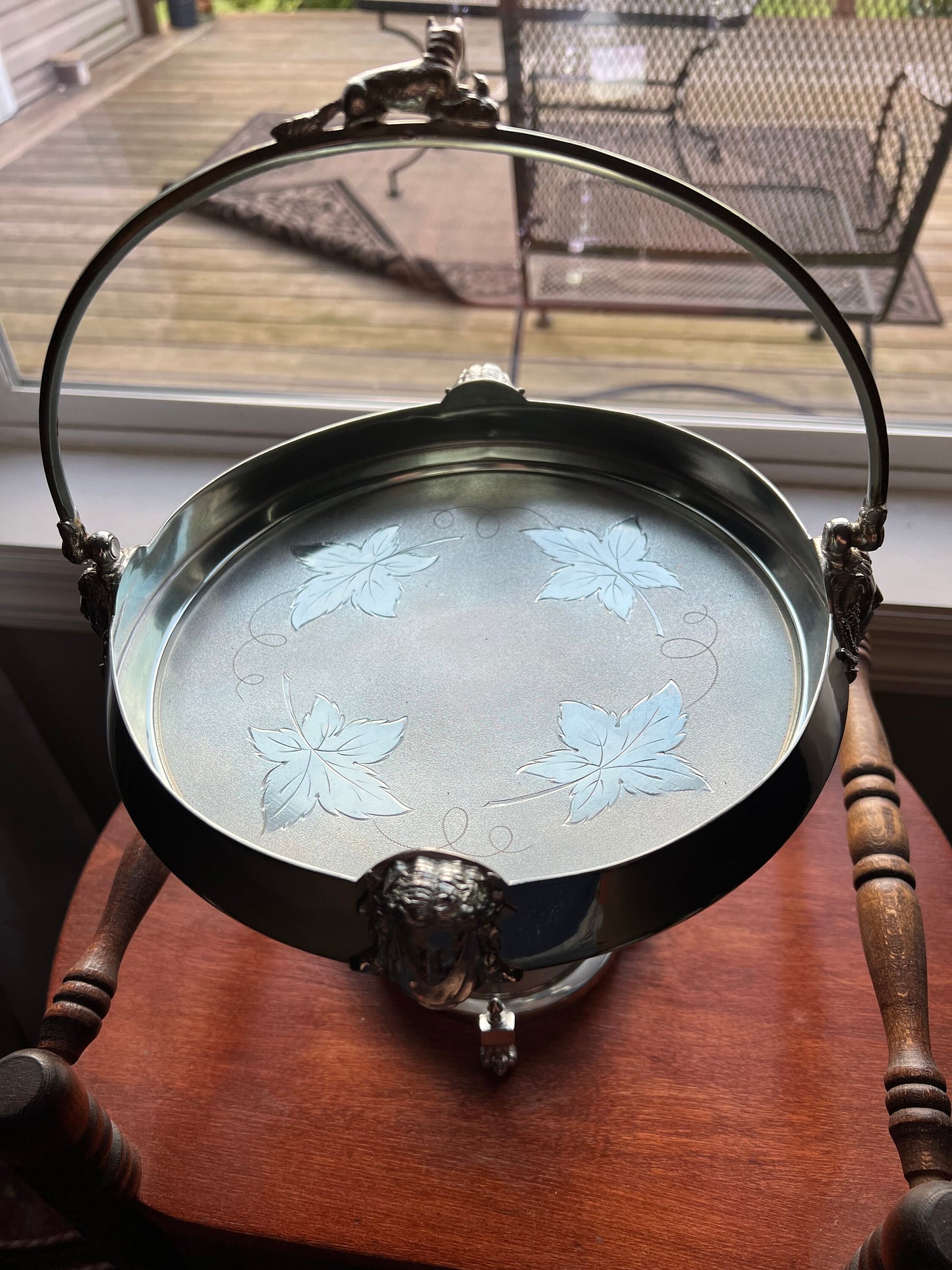 Antique R. Strickland Compote Handle Footed Victorian Silver Figural Brides Cake Basket Stand Lover Antiques and Vintage