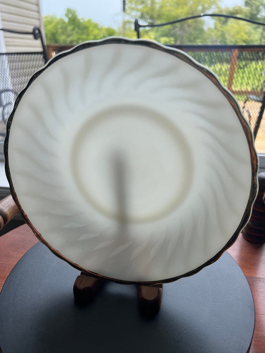 Vintage Fire King Milk Glass with Gold Lined Plate Bowl Plate art Collectibles home decor Lover Antiques and Vintage