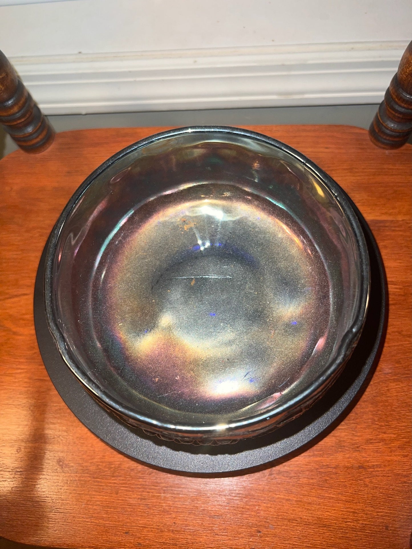 Vintage Fenton Amethyst Iridescent Red Carnival Bowl Grape and Leaf Pattern Circa 1910 Glas Footed Bowl Glass Art Lover Antiques and Vintage