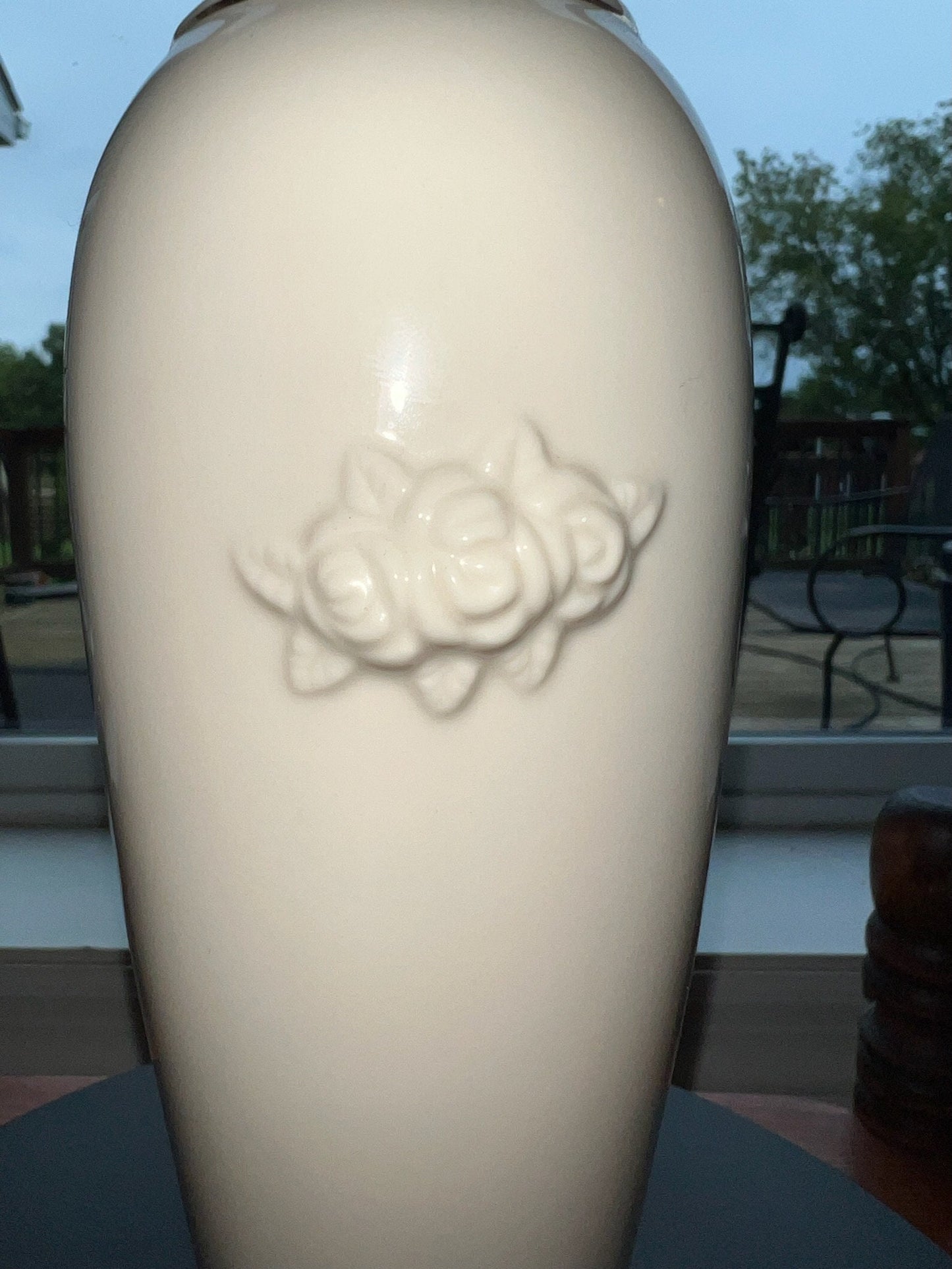 Vintage Lenox Rose Blossom Vase Cream Porcelain 24K Gold Gilded Flower Embossed Pretty Things Made in USA Lover Antiques