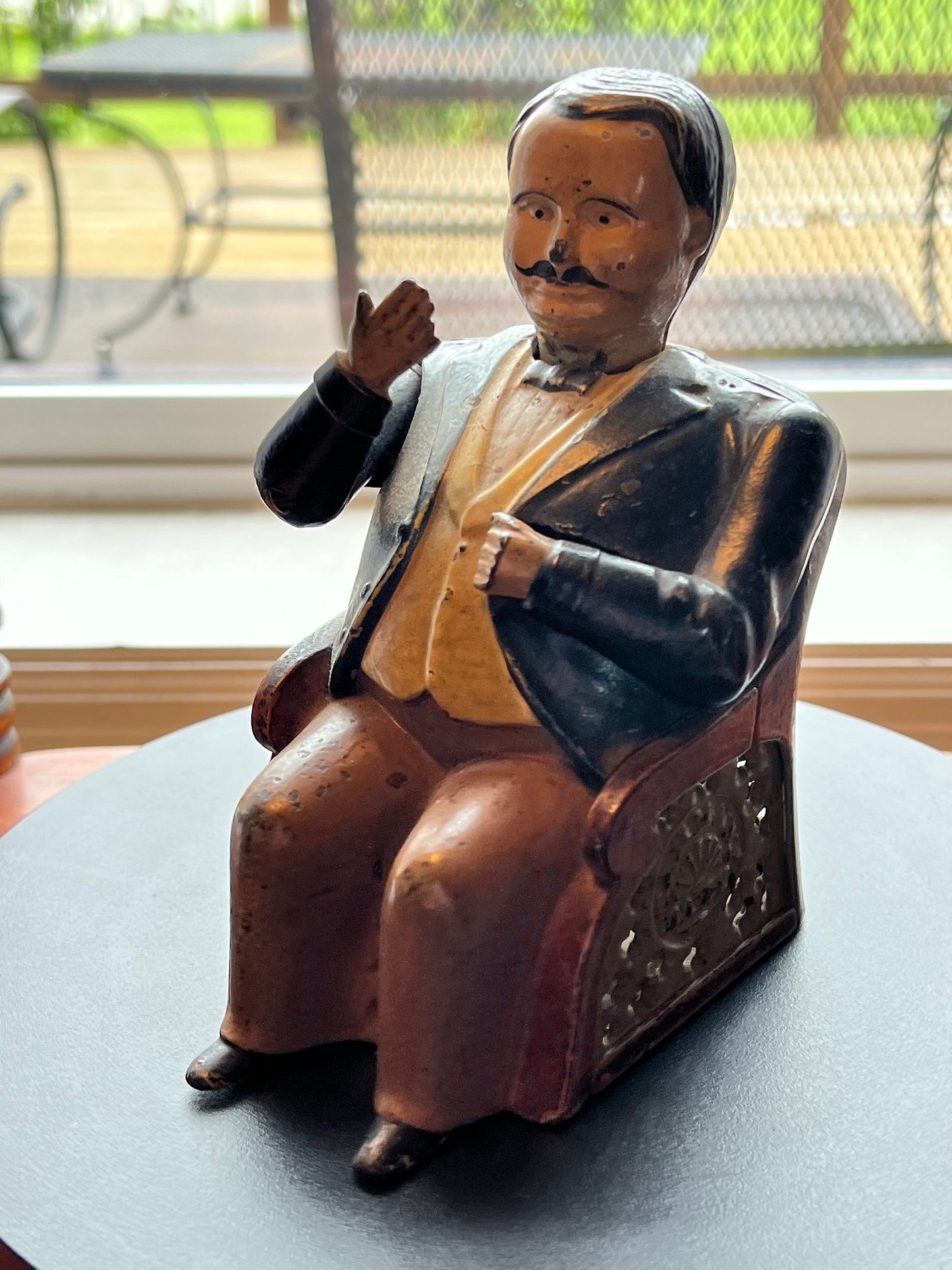 Antique Mechanical Tammany Bank Little Fat Man Banker Cast Iron Bank 1873 John Hall Novelty Banks Lover Antiques and Vintage