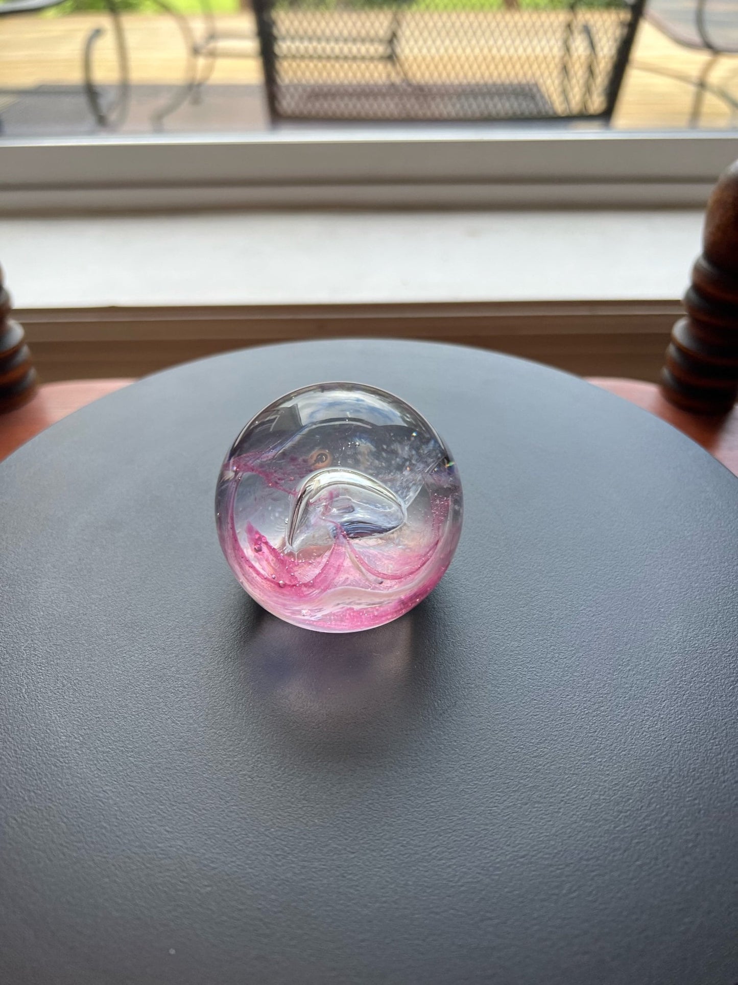 Vintage Caithness Glass Pink Rose with Controlled Bubbles Robin Sinclair Art Glass Paperweight Lover Antiques