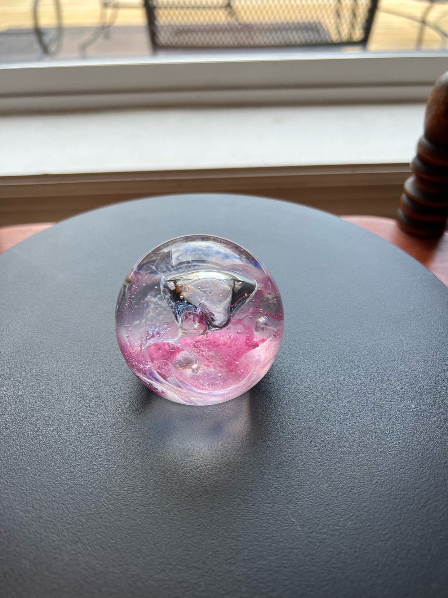 Vintage Caithness Glass Pink Rose with Controlled Bubbles Robin Sinclair Art Glass Paperweight Lover Antiques