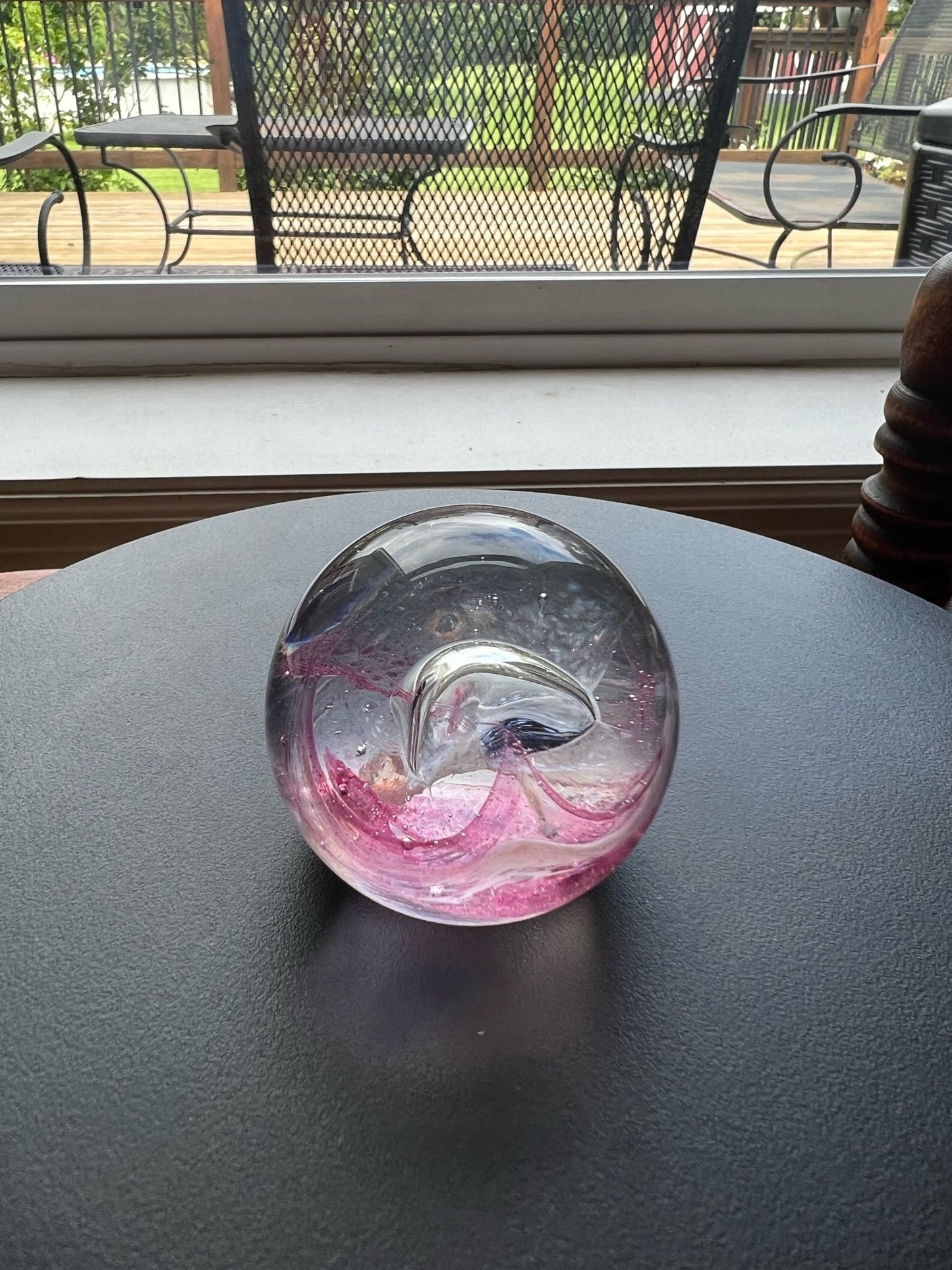 Vintage Caithness Glass Pink Rose with Controlled Bubbles Robin Sinclair Art Glass Paperweight Lover Antiques