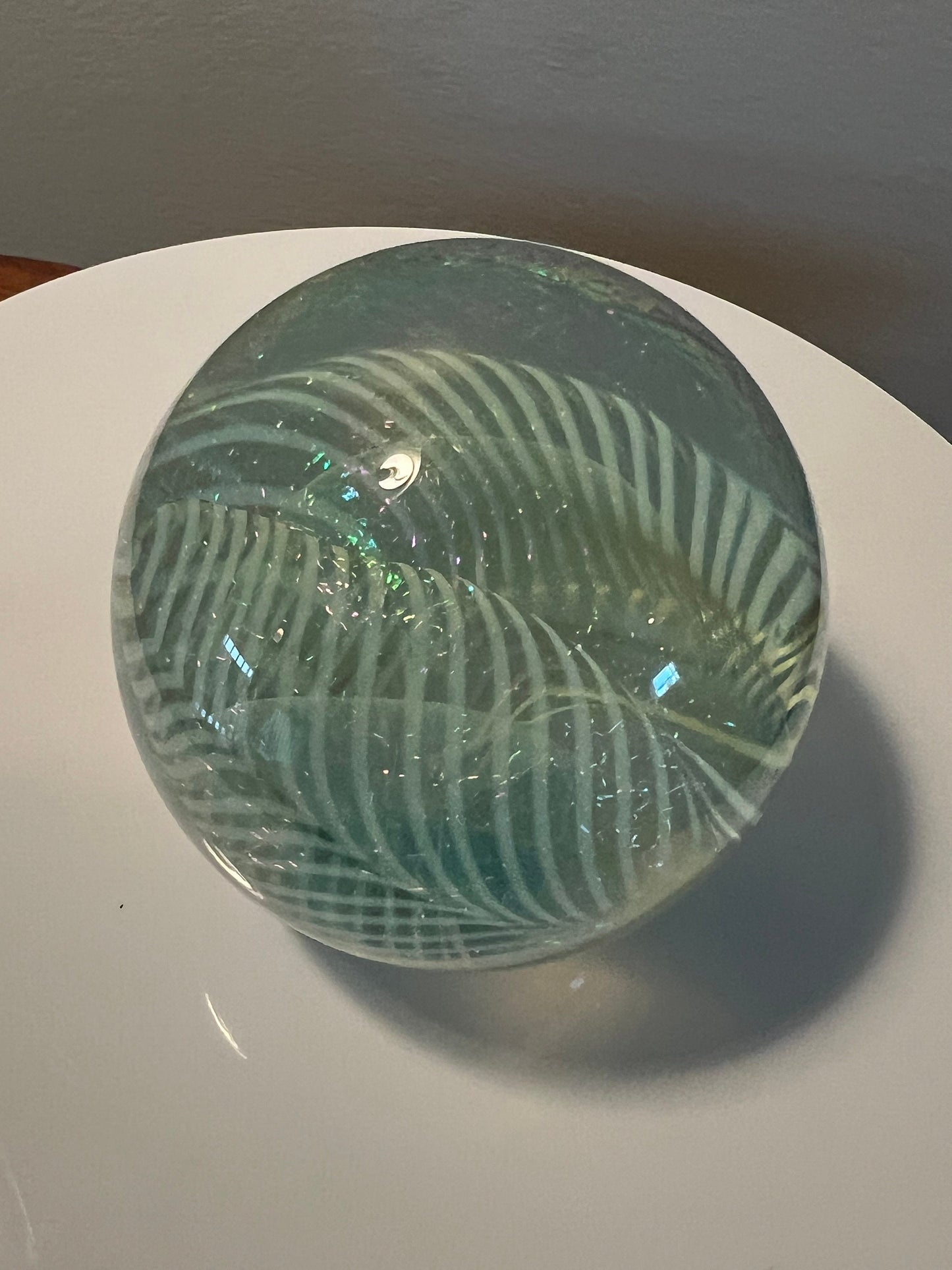 Vintage Robert Eickholt Dichroic Glass Art Paperweight layered glass hues of metallic sparkle Lover Antiques